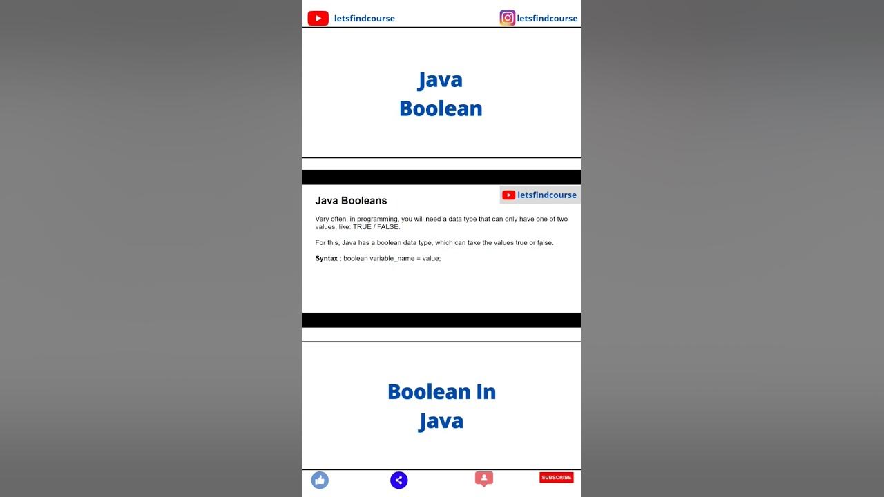 Java Boolean | Boolean In Java #java - YouTube