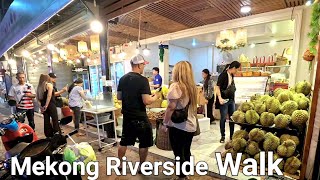 Walking Mekong riverside with friends, Vientiane Laos