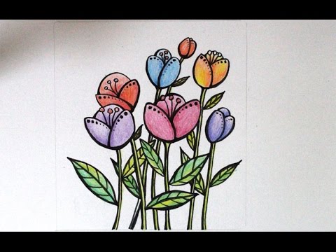  cara menggambar bunga  yang mudah YouTube