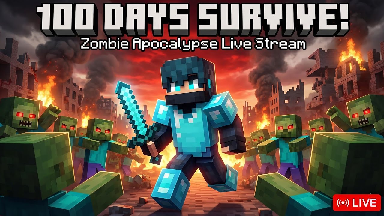 100 Days Survive Zombie Apocalypse 😱 In Minecraft | 