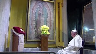 Papa reza en solitario a la Virgen de Guadalupe - YouTube
