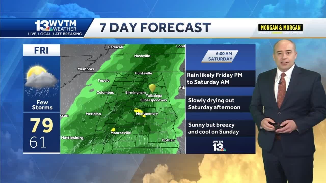 Dry for now, some rain back in Alabama for the weekend - YouTube
