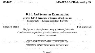 BSAEU B.Ed. 2nd sem question|course 1.2.7A 2024 | pedagogy of language teaching | Mathematics
