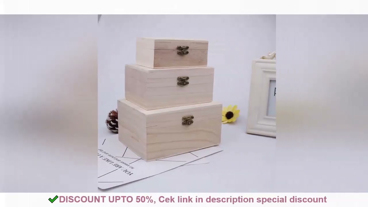 1/3pcs Log Color Scotch Plain Wood Wooden Square Hinged Storage  Boxes Craft Gift Box Handmade Case