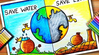 World Water Day Drawing | World Water Day Poster | Save Water Save Life Poster | Save Water Drawing