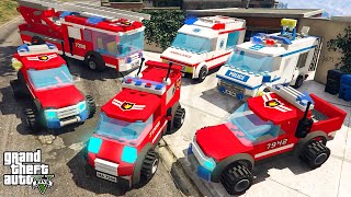 GTA 5 ✪ Stealing LEGO EMERGENCY Cars with Franklin ✪ (Real Life Cars #102)