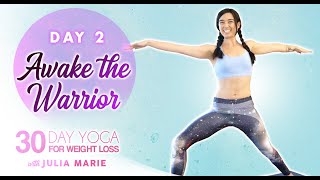 30 Day Yoga for Weight Loss Julia Marie 🔥 Awaken Your Inner Warrior, Beginners 25 Min Workout, Day 2 screenshot 1