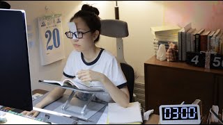 study with me for 3hrs in Korea⎮ no break | real time|fire crackling asmr