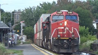 Chase Ends Here! Big Stack Train CN 121 w/DPU Rolling thru Drummondville, Quebec