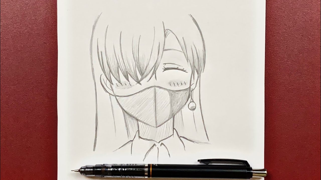 Easy anime drawing  how to draw Elizabeth wearing a Mask easy stepbystep   YouTube