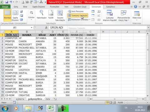 212 Excel De Dosyanin Farkli Sayfalarini Ayni Ekrana Yerlestirme Youtube