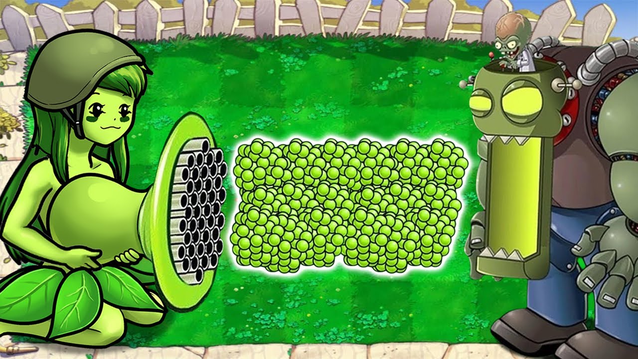 Girl Gatling Pea Vs All Zombies Vs Giga Gargantuar Vs Dr Zomboss Plants ...