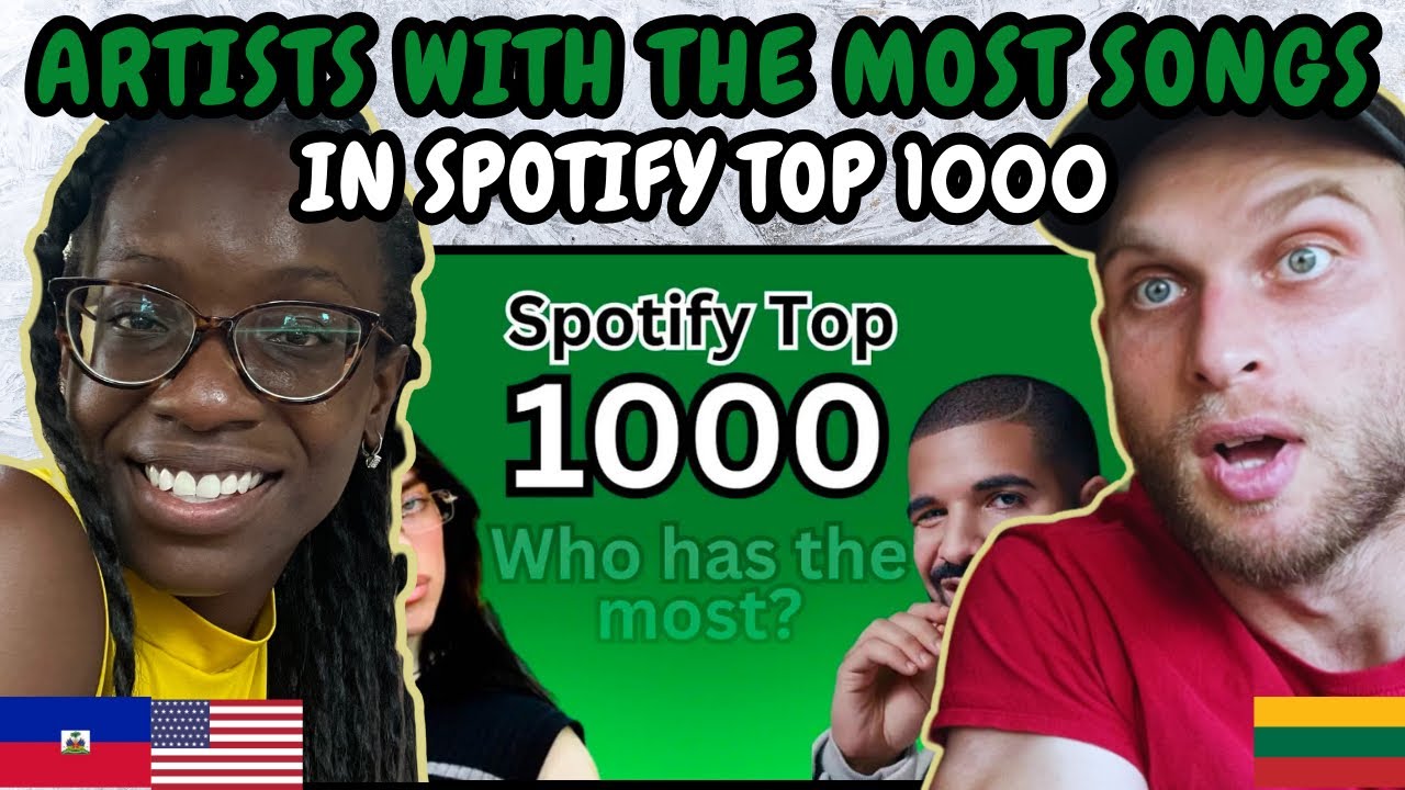 РЕАКЦИЯ НА Исполнители с наибольшим количеством песен в топ-1000 Spotify | Рейтинг прослушиваний ...