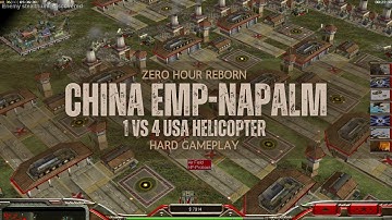 CHINA EMP&Napalm vs 4 HARD USA Helicopter generals - C&C Generals Zero Hour - Reborn mod