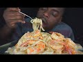 BEAST MODE DESTROYS SHRIMP PASTA | AMAZING REACTION