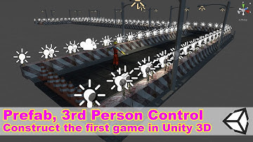 Unity 3D 3rd Person Control. Prefab, Lighting, Box Collider, PublishGame. Intro To Unity 3D Lesson03