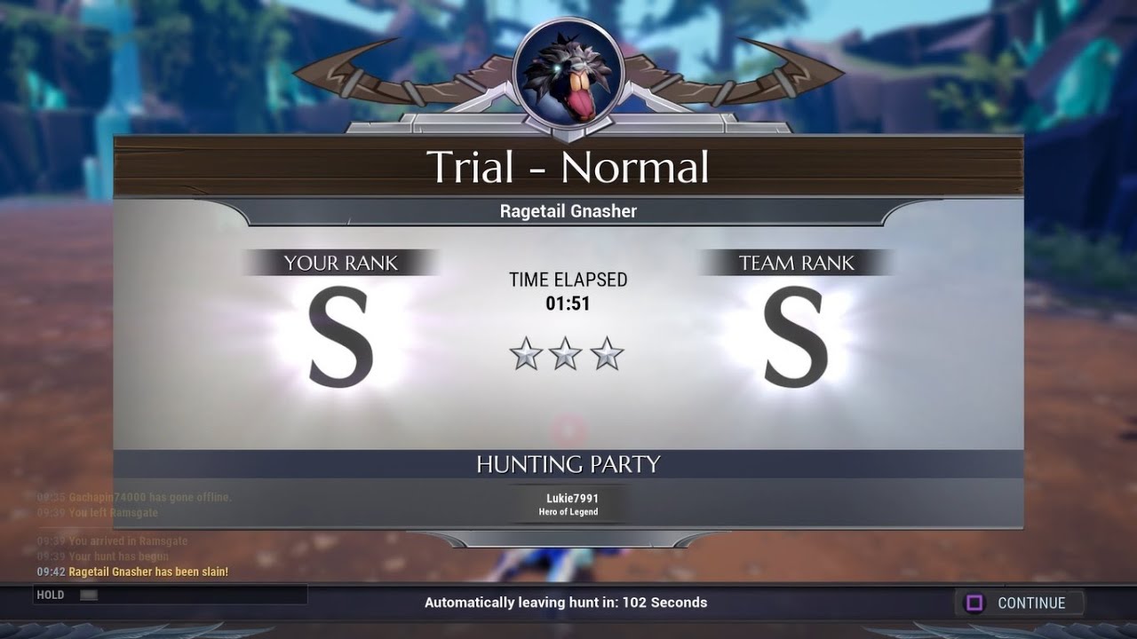 Luckiest Solo Normal Trial Victory Against Ragetail Gnasher | Dauntless