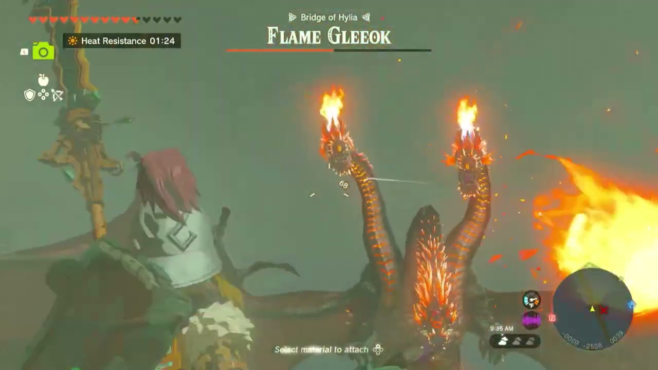 Flame Gleeok battle on Hylia Bridge