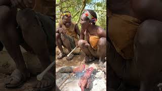 Hadzabe tribe like to cook their bush food natural ways in the forest