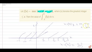 Let `f(x) = max{x+|x|,x-[x]}, ` where [x] denotes the greatest integer ` lt=x`. Then the value ...