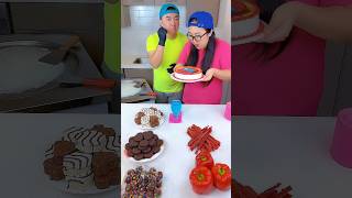 Chocolate foods vs yellow foods ice cream challenge!🍨 #funny #shorts by Ethan Funny Family