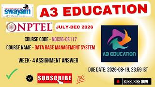 NPTEL Data Base Management System Week 4 Assignment Answers | noc26-cs117 | IIT Kharagpur