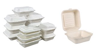 Eco Friendly Biodegradable Compostable Sugarcane Bagasse Disposbale Hamburger Burger Box