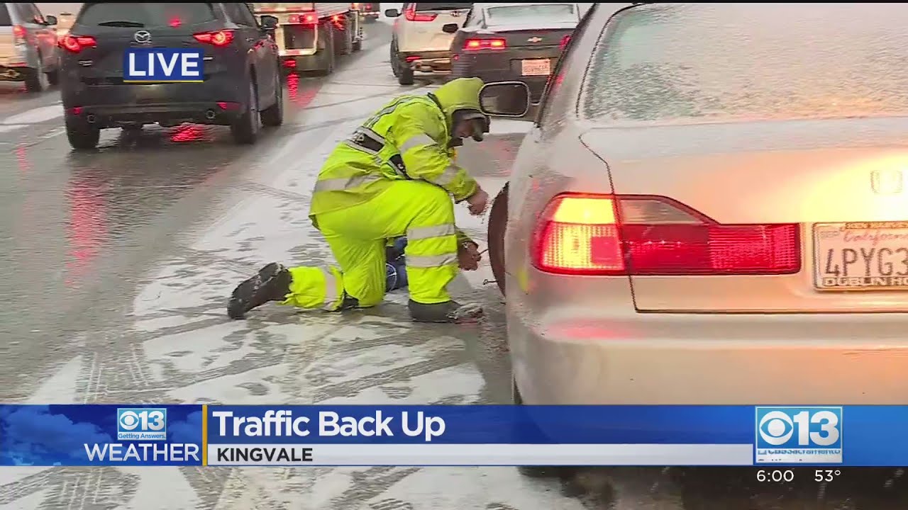 Snow Causes Traffic Back-Up On Interstate 80