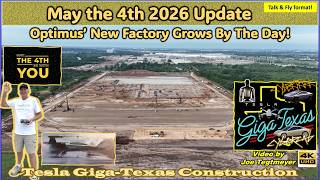 N Campus Expands, E side Construction Prep. Test Track Work. 4 May 2026 Giga Texas Update (07:35 AM)
