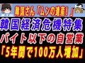 【ゆっくり解説】韓国さん、異常事態 バイトより稼げない自営業が5年間で100万人増加 自営業者の負債も5年で1000兆ウォンと急増するも7割が高金利の消費者金融など