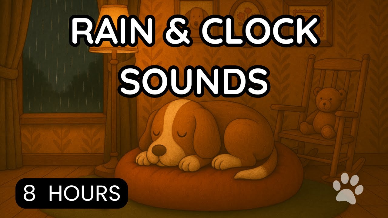 Gentle Rain & Tick Tock Clock | Relaxing Sounds for Anxious Dogs