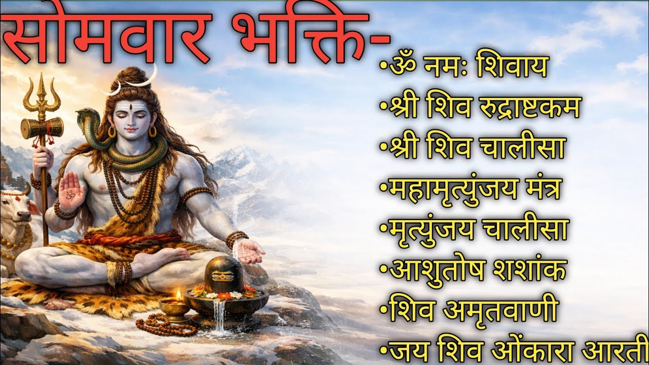 सोमवार स्पेशल -ॐनमः शिवाय,श्रीशिव रूद्राष्टकम,शिव चालीसा,आशुतोष शशांक,महामृत्युंजय महामंत्र,शिव आरती