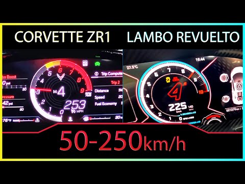 CORVETTE C8 ZR1 vs LAMBORGHINI REVUELTO [50-250kmh]