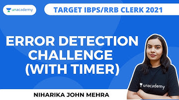 Error Detection Challenge (with timer) IBPS/SBI/RBI/RRB||Niharika John Mehra