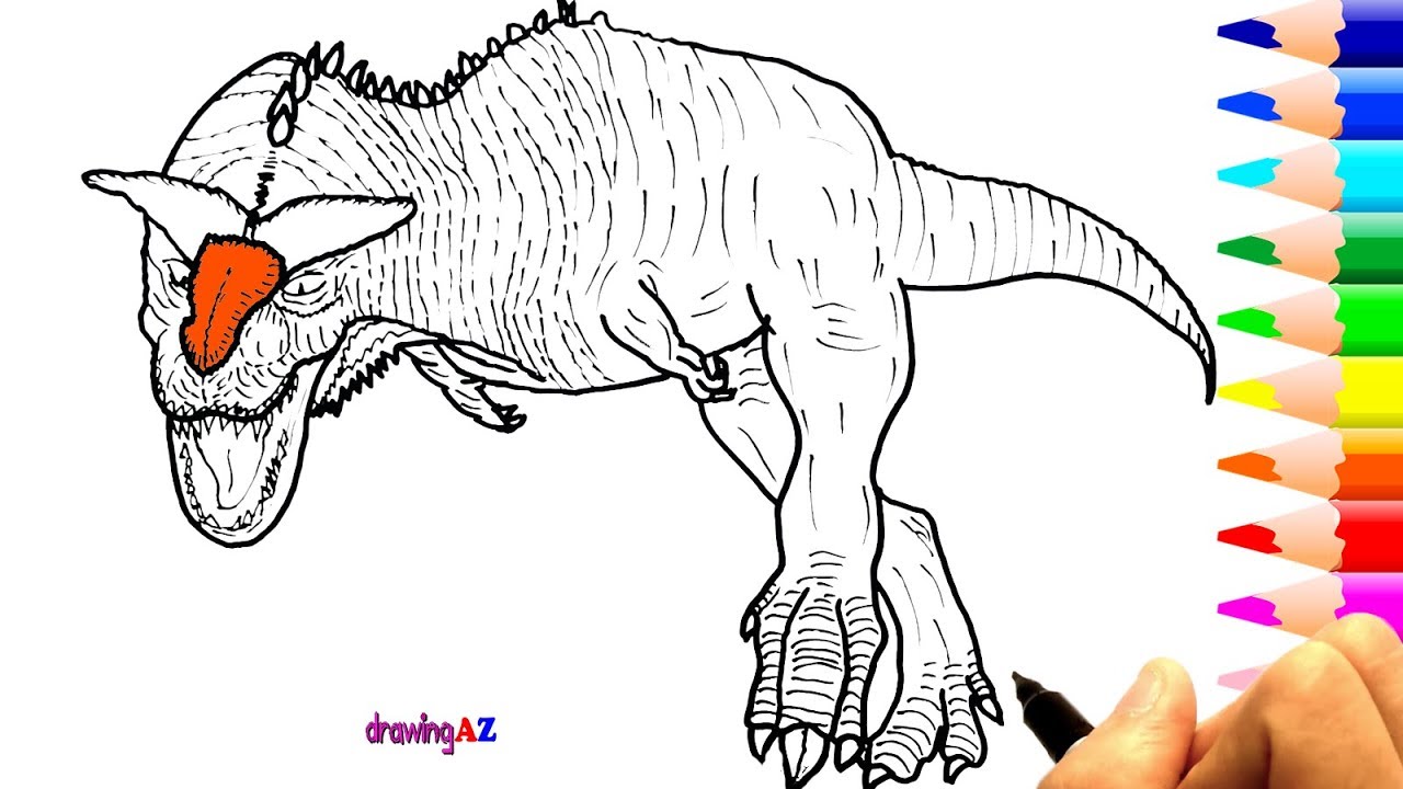 Carnotaurus Drawing Dinosaur Jurassic World Coloring Pages How to Draw Carn...