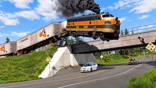 Train Derailments and Cars vs Rails in BeamNG drive screenshot 1