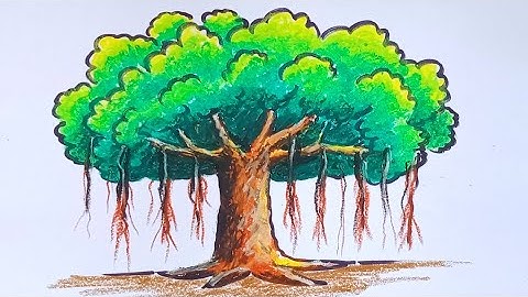 How to draw a Banyan tree easy /  national tree of India | easy tree drawing #banyan #tree