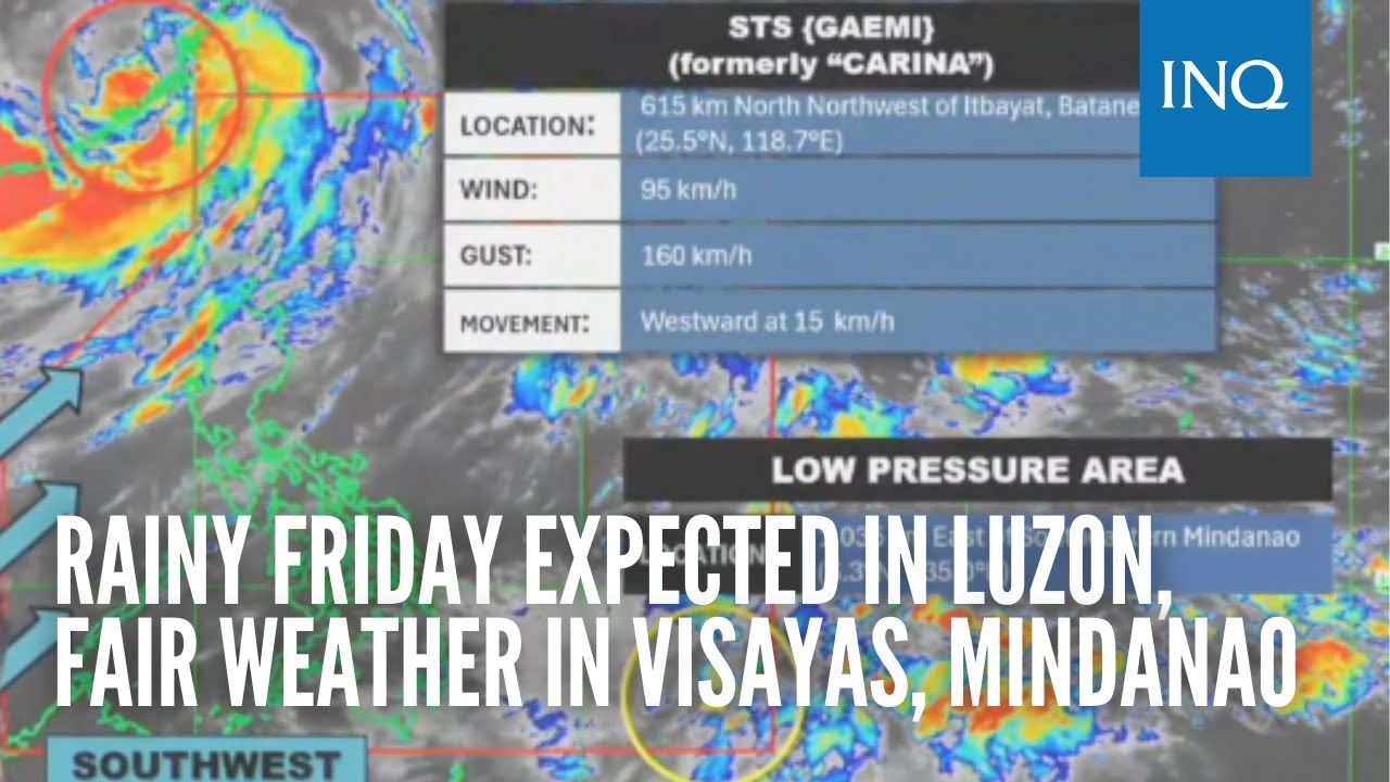 Rainy Friday expected in Luzon, fair weather in Visayas, Mindanao - YouTube