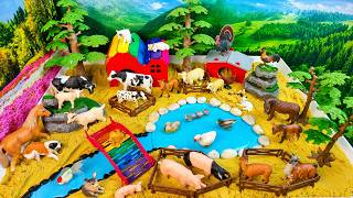 Meet Farm animals-Learn Animals names and facts-DIY Diorama with alive toys