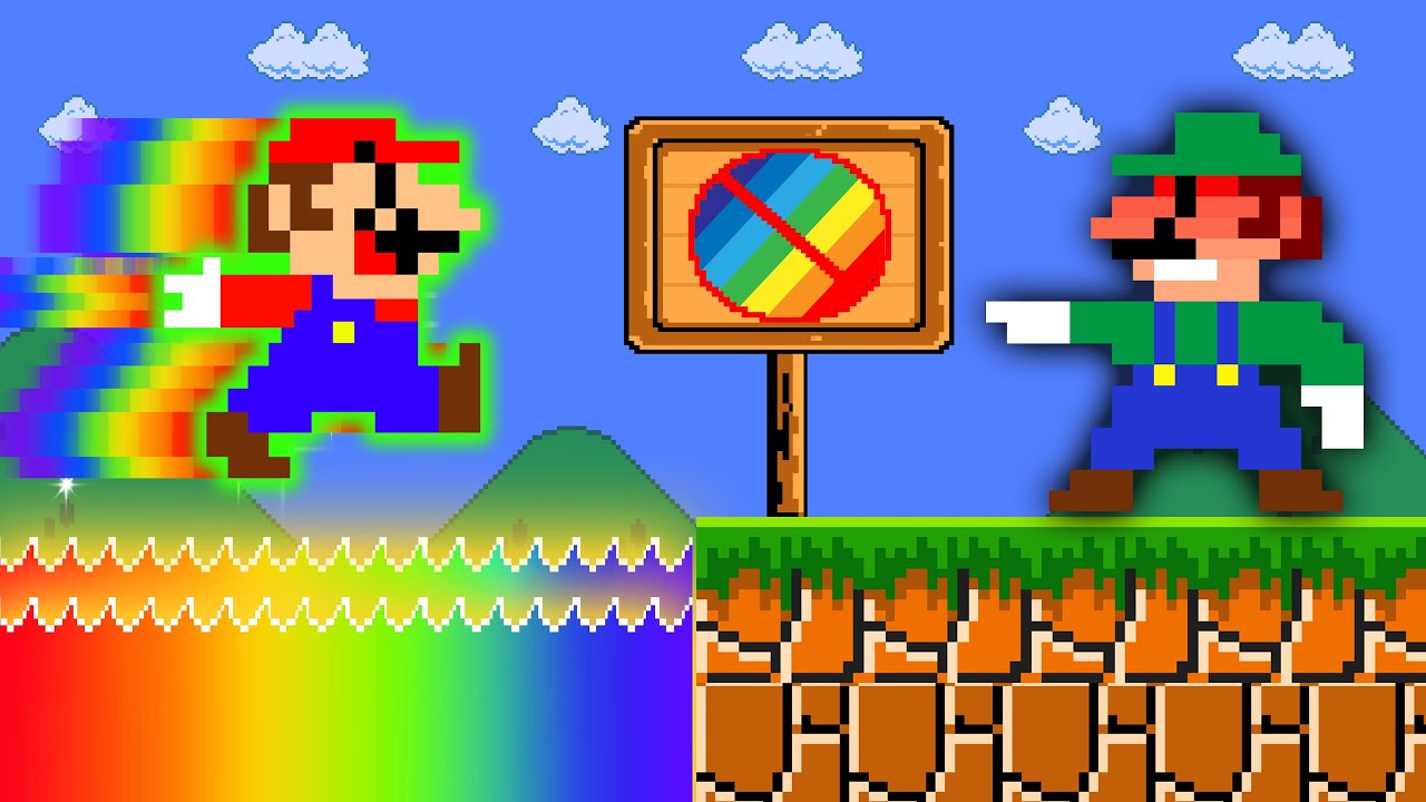 Super Mario Bros., but Mario Is Forbidden to Touch the Color RAINBOW!| POWER-UP MARIO