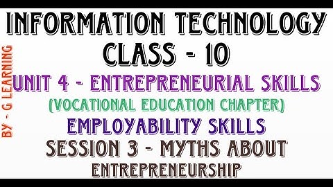 Session 3 Myths about Entrepreneurship | Unit 4 Entrepreneurial Skills | Class 10 IT | CBSE 402