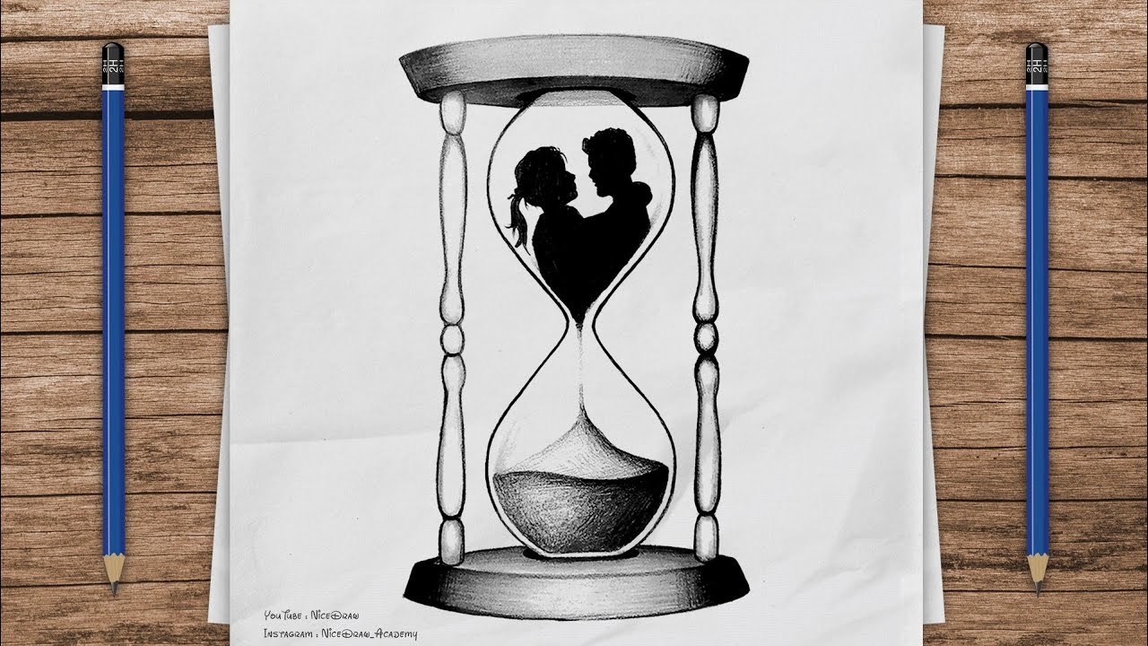 Drawing - How To Draw LOVE Couple in HOURGLASS Drawing - Pencil Drawing