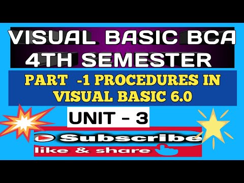 Part  -1 PROCEDURES IN VISUAL BASIC 6.0