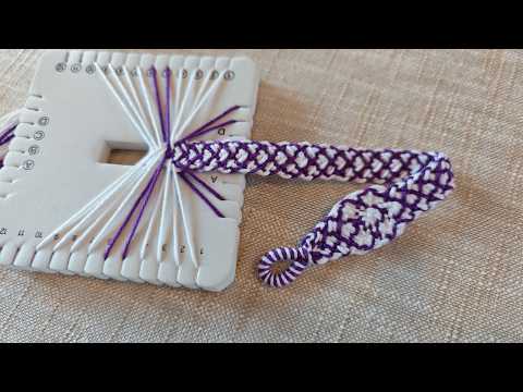 Kumihimo Tutorial Band Handmade Bracelet... Diamond pattern hard Loom Technique