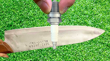 Razor-like knife in 3 minute! Smart knife sharpening technique with spark plug