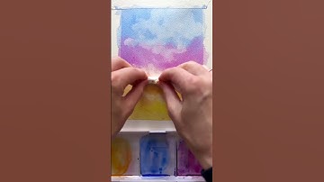 Using perspective in the sky for clouds ☁️ #watercolor #arttutorial #watercolorpainting #artist #art