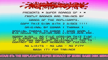 ATARI STe THE REPLICANTS - SUPER MONACO GP CRACKTRO DISK MENU - Love them YM Chiptunes -