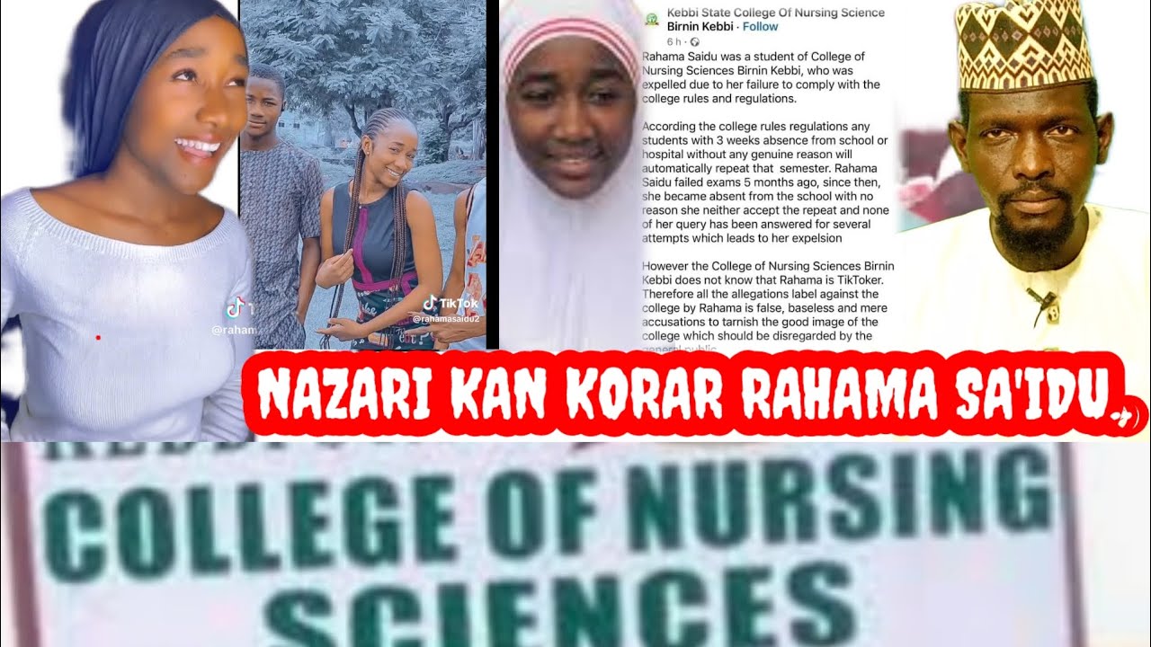 Nazari kan korar yar tiktok rahma sa'idu daga kwalejin jinya, darasi da ...