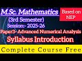 Paper-3 Advanced Numerical Analysis Syllabus Introduction M.Sc. Mathematics 3rd Sem NEP