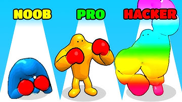 Punchy Race: Run & Fight Game Gameplay - NOOB vs PRO vs HACKER (iOS/Android)